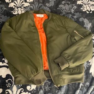 Olive green puffer jacket